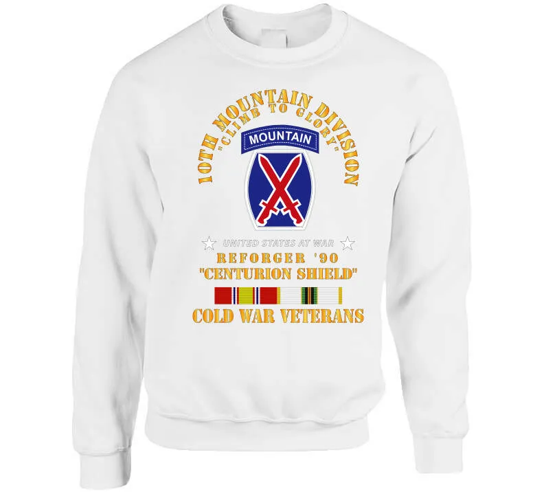 10th Mountain Division - Climb To Glory - Reforger 90, Centurion Shield  - Cold X 300 Hoodie