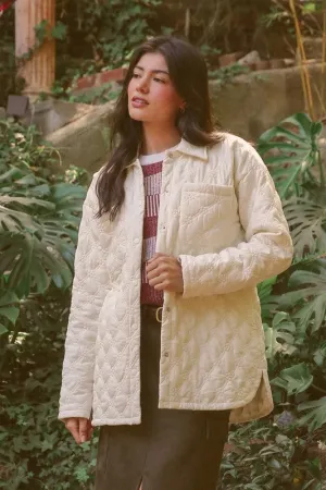 5859 Quilted Motif Jacket in Cream