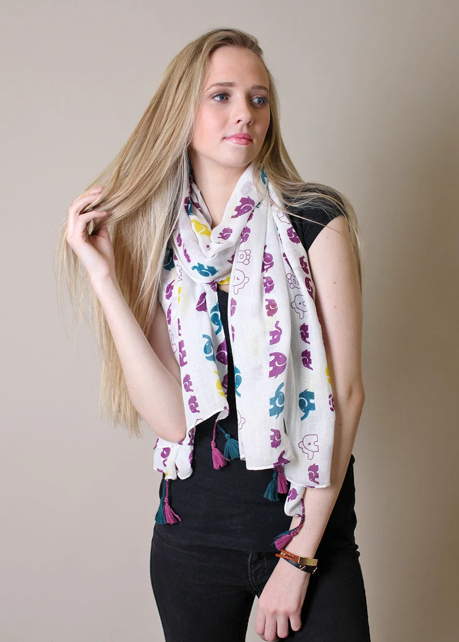 Abigail Elephant Scarf with Tassels (2 Colors)