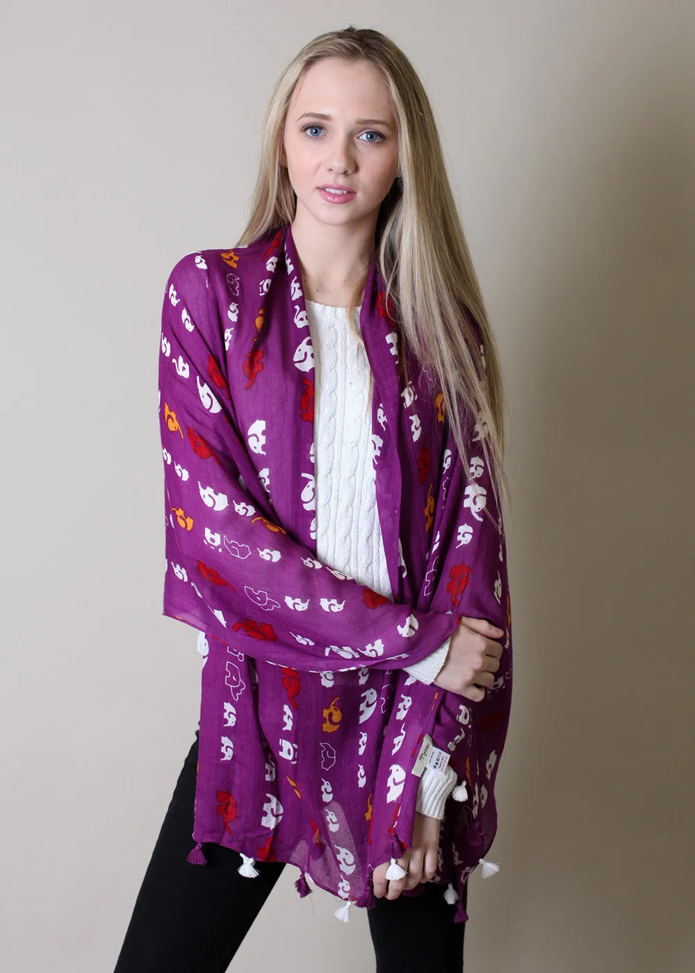 Abigail Elephant Scarf with Tassels (2 Colors)