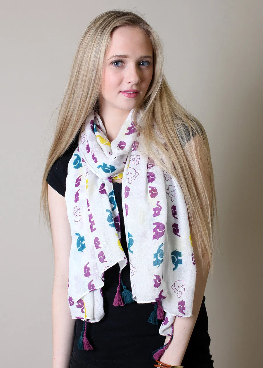 Abigail Elephant Scarf with Tassels (2 Colors)