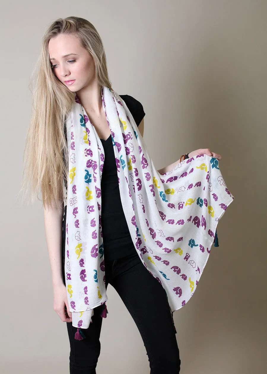 Abigail Elephant Scarf with Tassels (2 Colors)