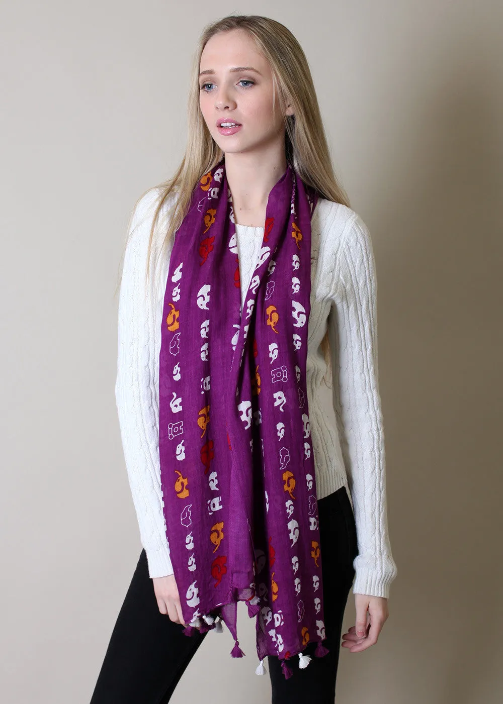 Abigail Elephant Scarf with Tassels (2 Colors)