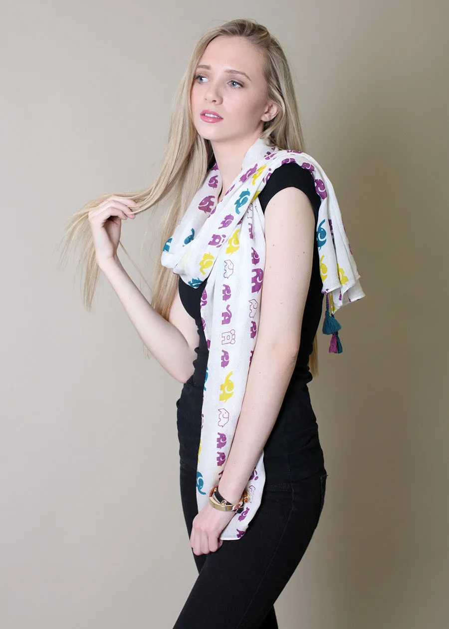 Abigail Elephant Scarf with Tassels (2 Colors)