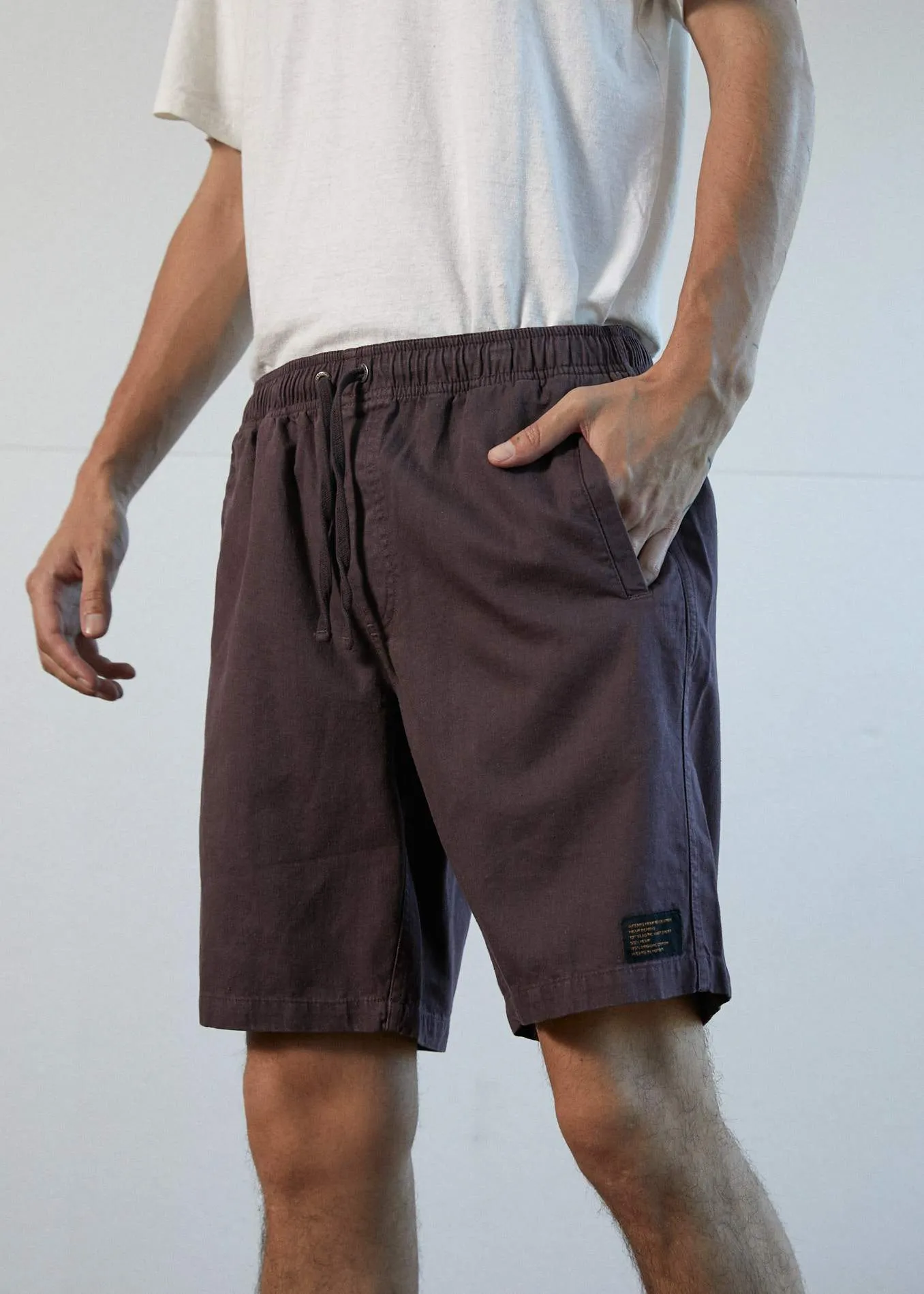 Afends Mens Hemp Dendys - Elastic Waist Walkshort - Mulberry