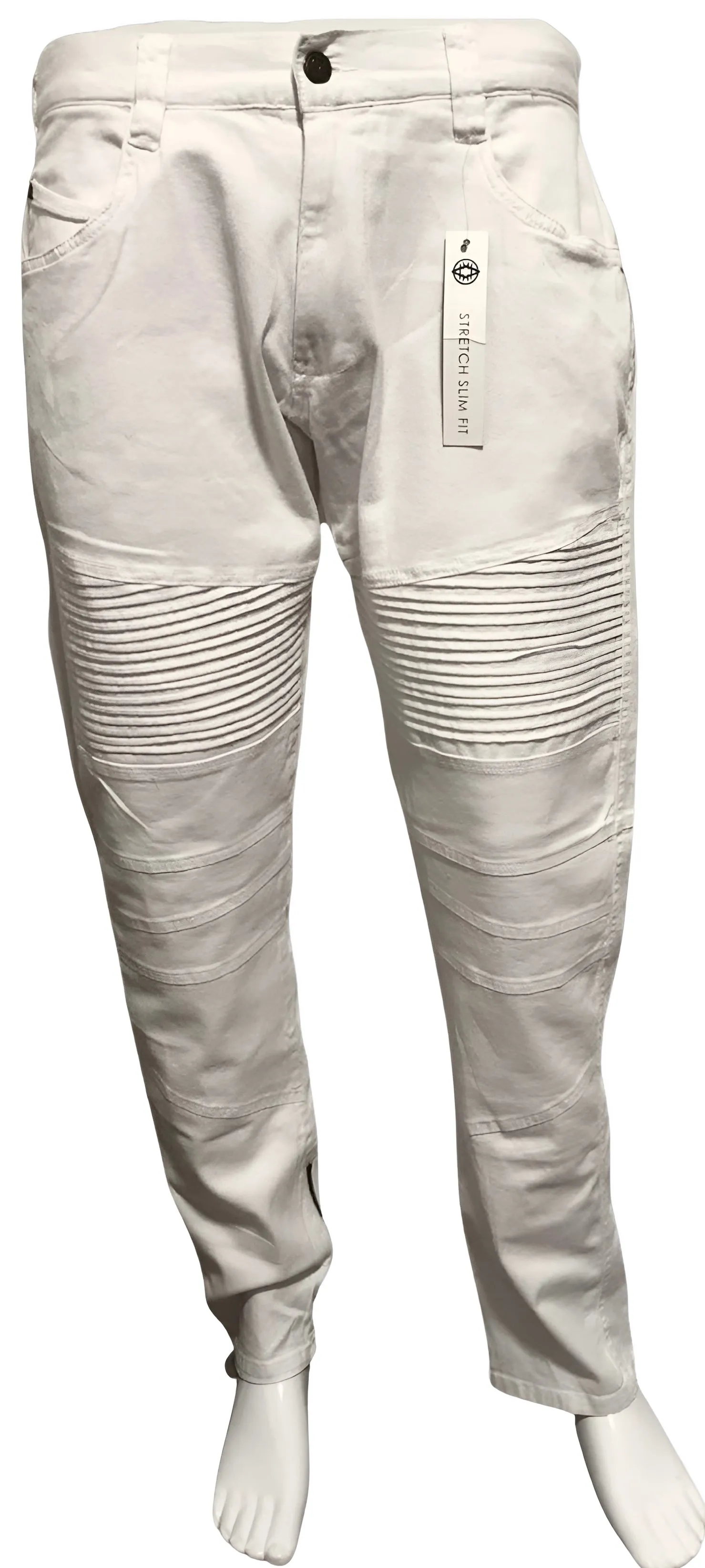 ^AKADEMIKS^ (WHITE) ~SLIM STRETCH~ RIBBED DENIM (34” X 32”)