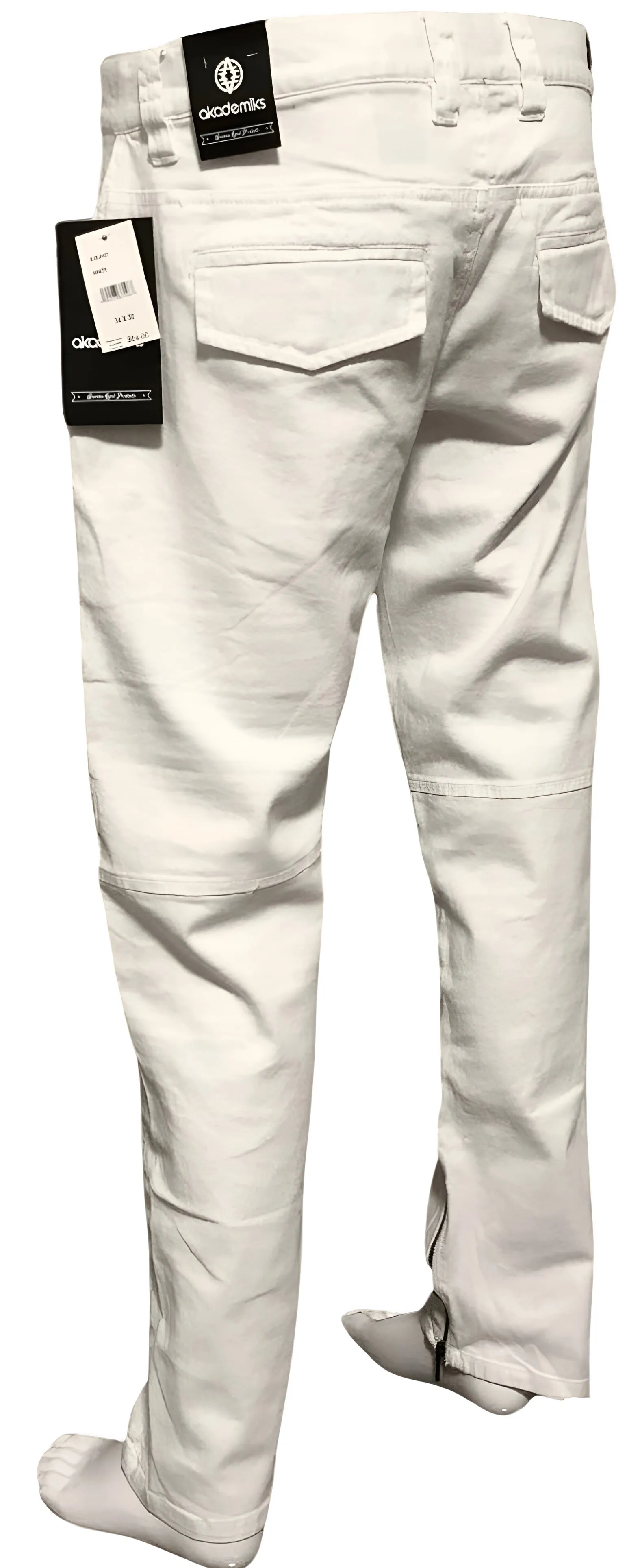 ^AKADEMIKS^ (WHITE) ~SLIM STRETCH~ RIBBED DENIM (34” X 32”)