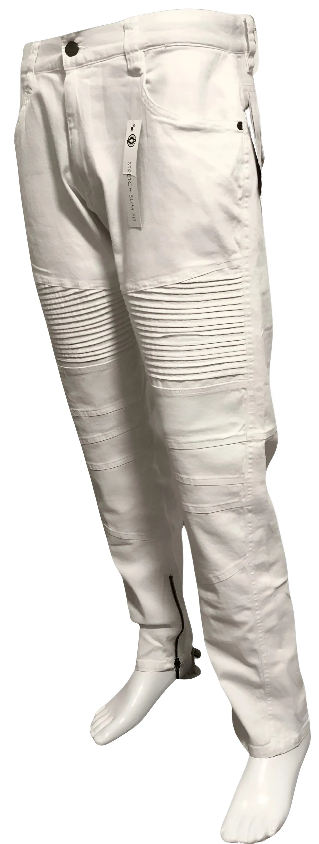 ^AKADEMIKS^ (WHITE) ~SLIM STRETCH~ RIBBED DENIM (34” X 32”)