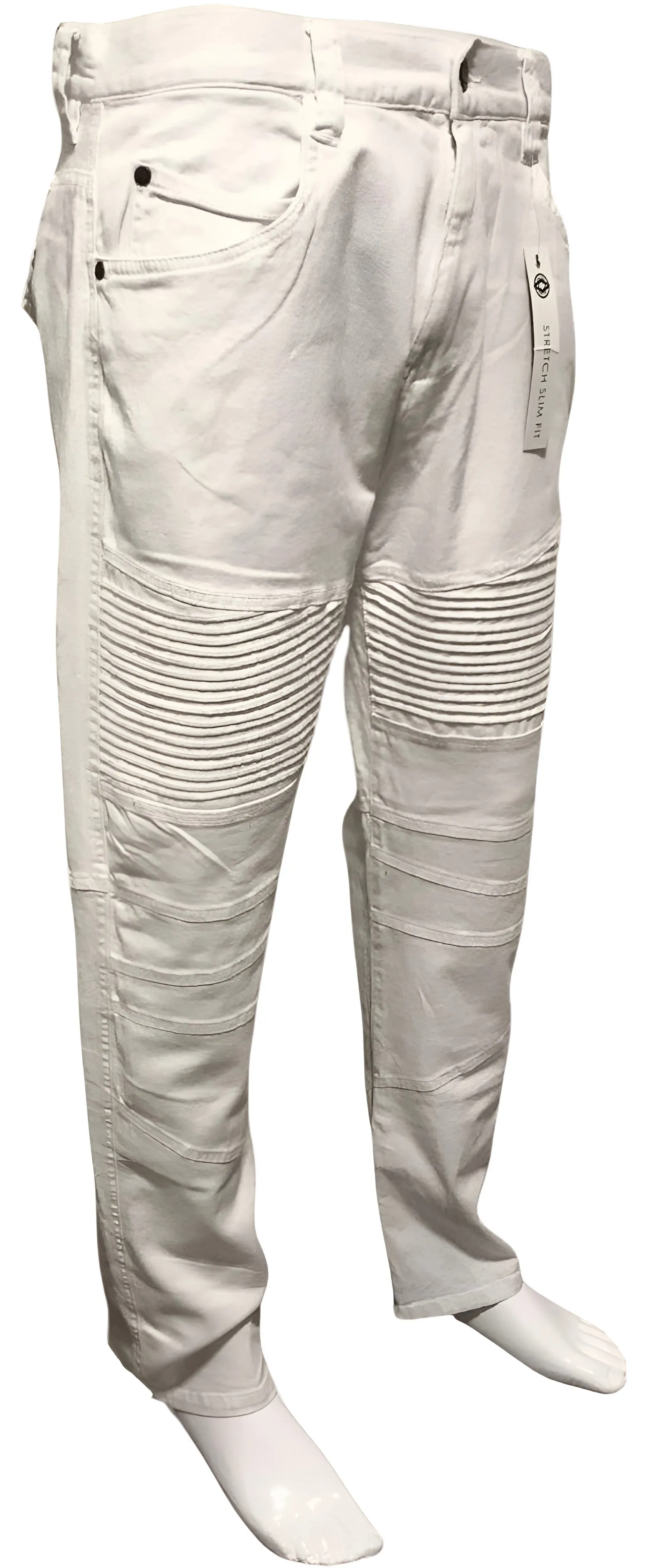 ^AKADEMIKS^ (WHITE) ~SLIM STRETCH~ RIBBED DENIM (34” X 32”)