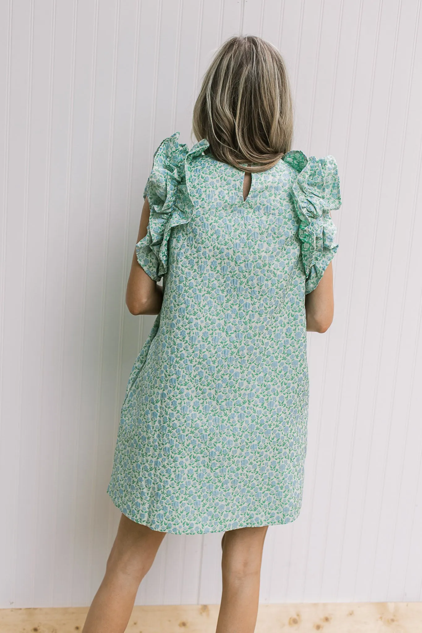 Blue and Green Textured Dress