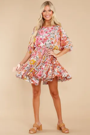 Bold Bloom Pink Multi Floral Print Dress