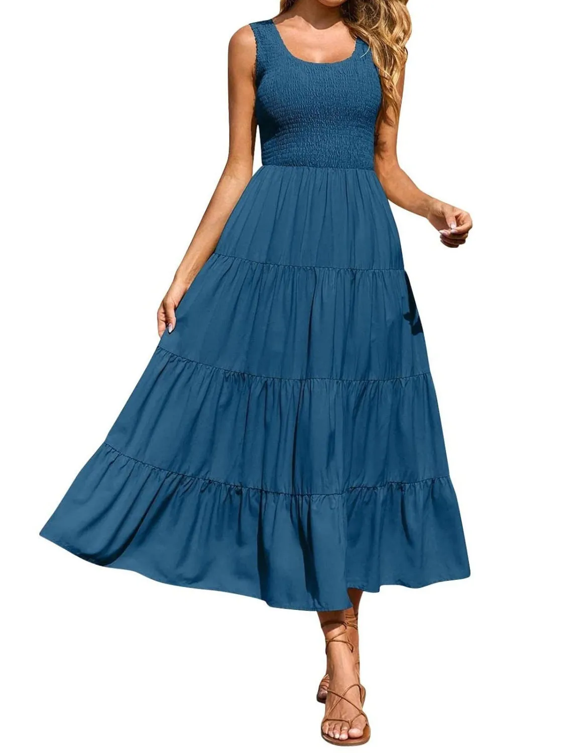 Cambria  Smocked Wide Strap Dress