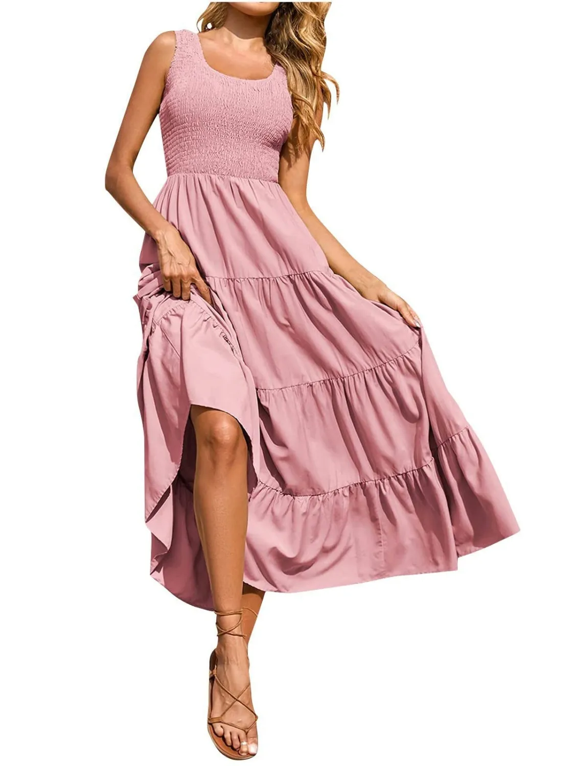 Cambria  Smocked Wide Strap Dress