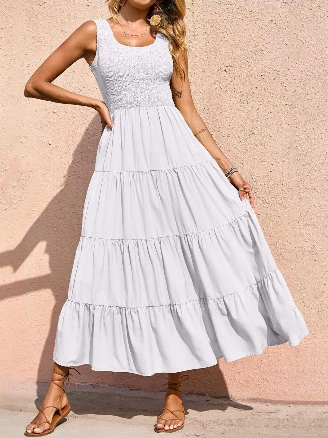 Cambria  Smocked Wide Strap Dress