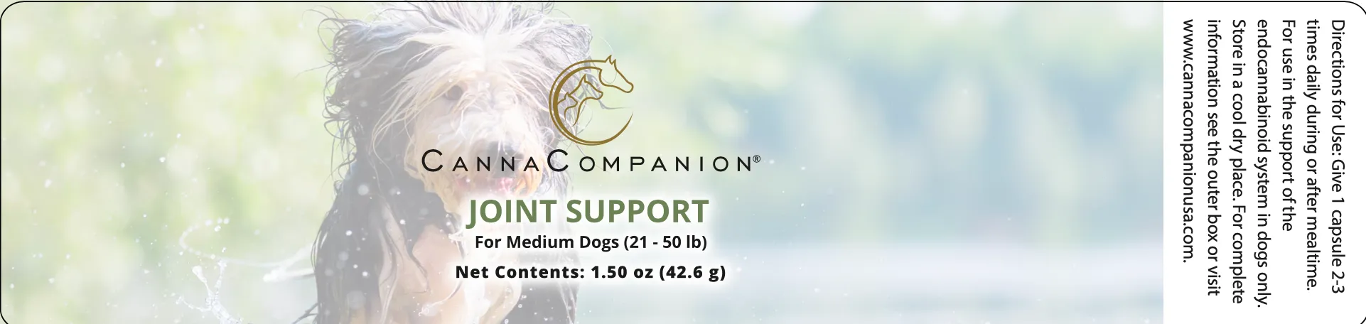 Canna Companion™ Hemp Supplement for Medium Dogs Regular Strength with additional CBDs to support joint health