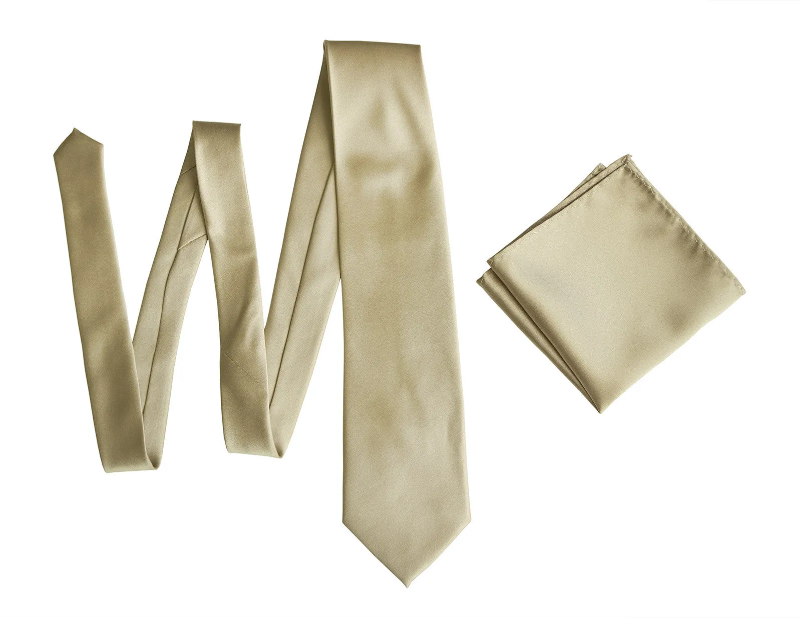 Champagne Pocket Square. Light Tan Solid Color Satin Finish, No Print