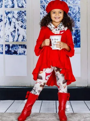 Christmas Treats Ruffle Tunic, Scarf And Legging Set