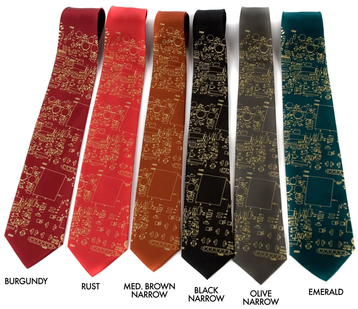 Circuit Board Necktie: Resistors & Capacitors silk tie.