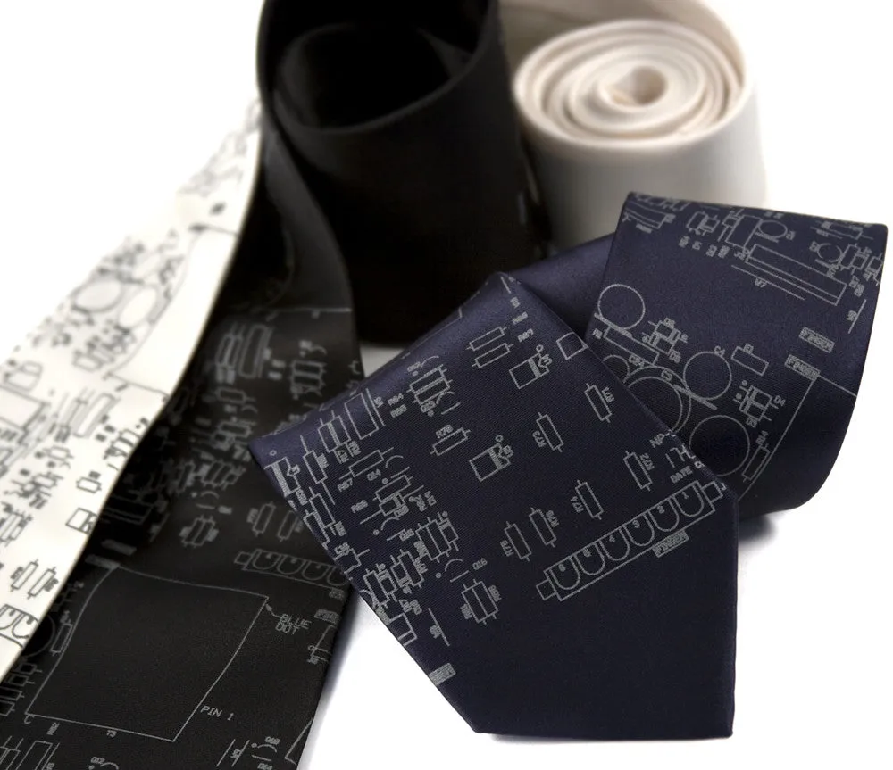 Circuit Board Necktie: Resistors & Capacitors silk tie.