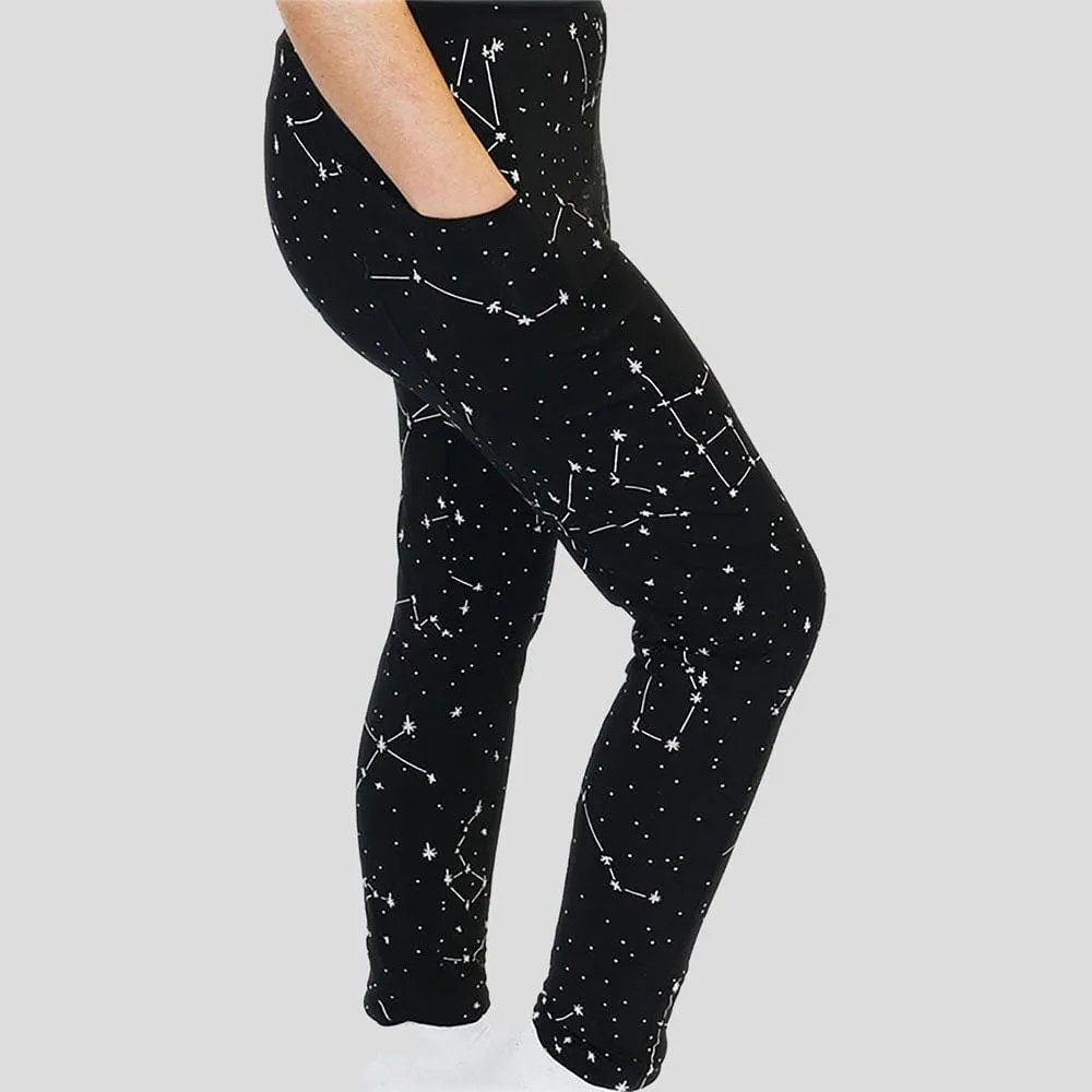 Constellations Glow-in-the-Dark Adults Cotton Leggings with Pockets