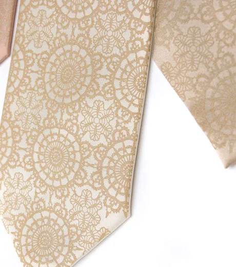 Cottage Lace Necktie. Doily Print Tie