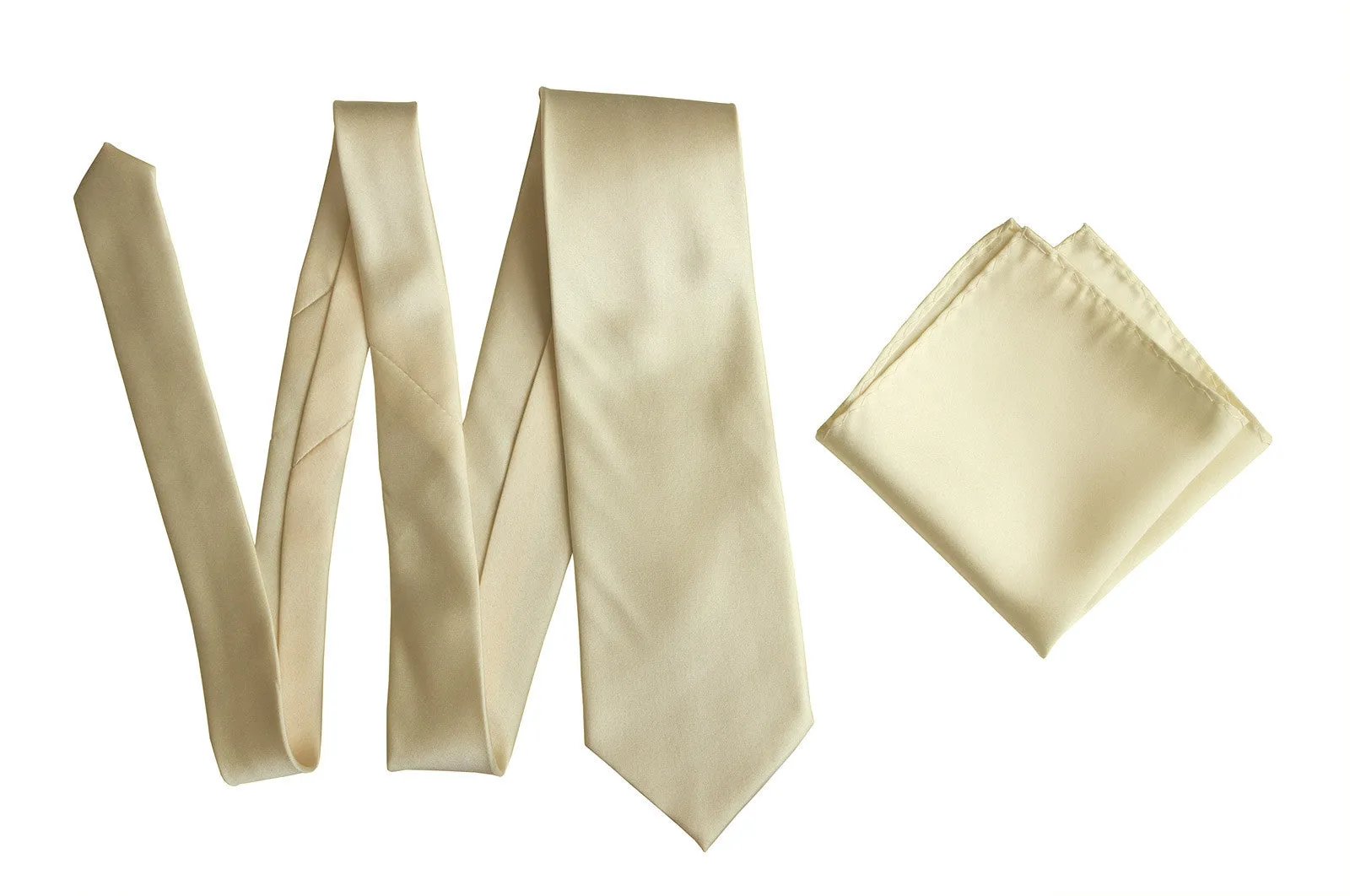 Cream Pocket Square. Light Tan Solid Color Satin Finish, No Print