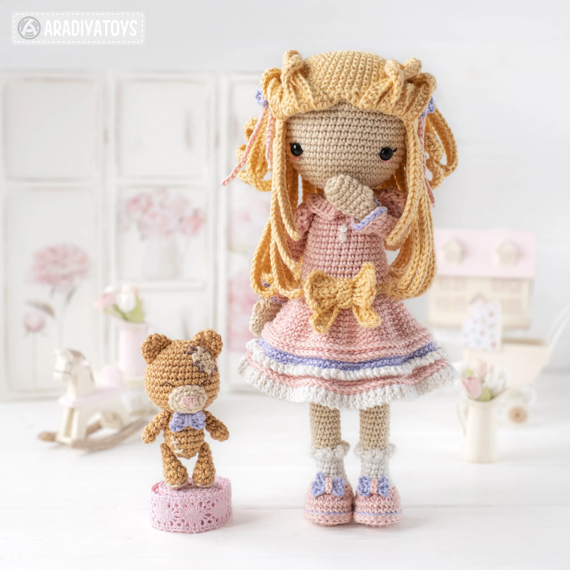 Crochet Doll Pattern Amigurumi Doll SHELLY tutorial dress PDF file crochet pattern for doll amigurumi digital by AradiyaToys DIY Handmade