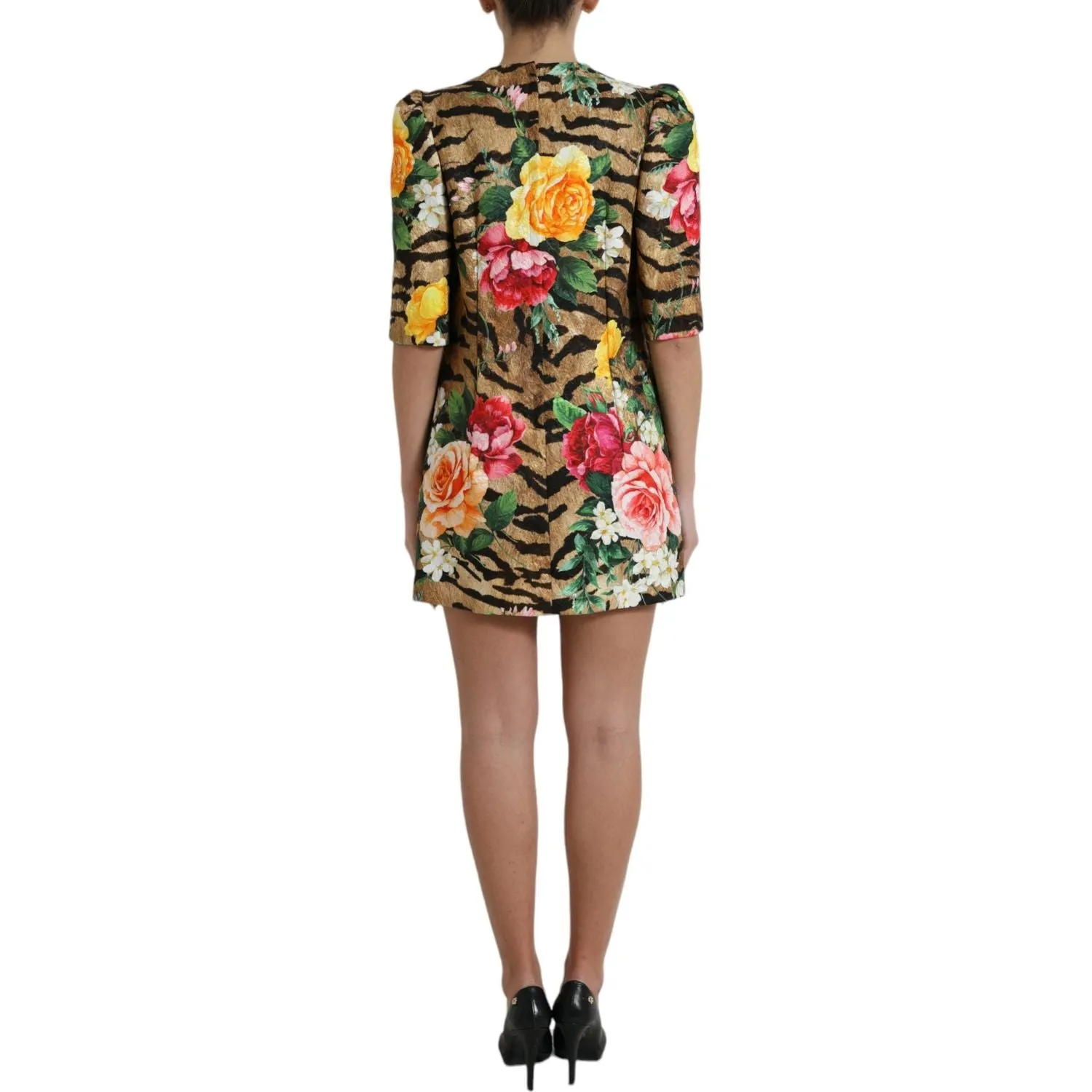 Dolce & Gabbana Animal & Floral Print Mini Shift Dress