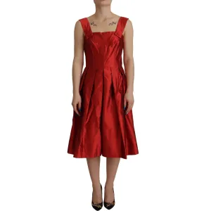 Dolce & Gabbana Radiant Red Silk A-Line Midi Dress