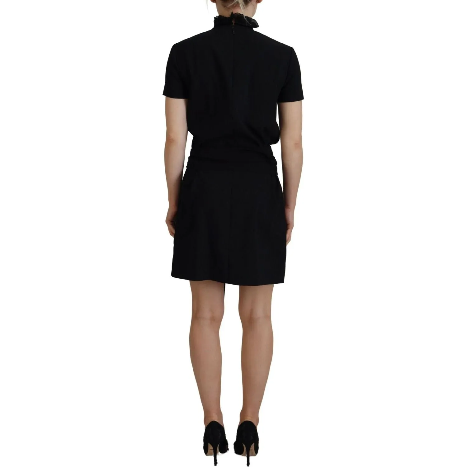 Dsquared² Black Polyester Short Sleeves Sheath Mini Dress