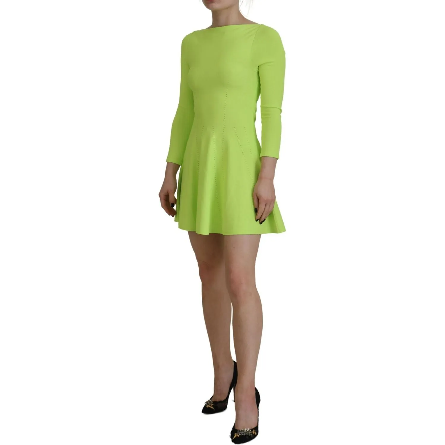 Dsquared² Green Viscose Long Sleeve A-line Sheath Mini Dress