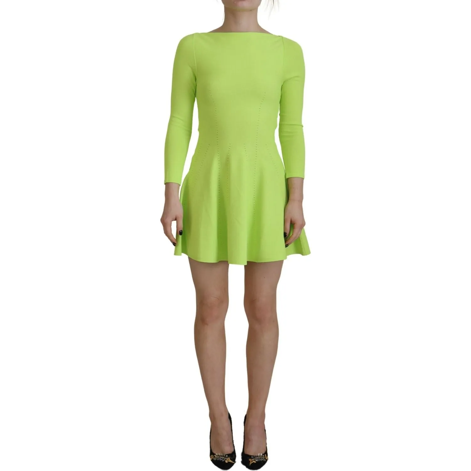 Dsquared² Green Viscose Long Sleeve A-line Sheath Mini Dress