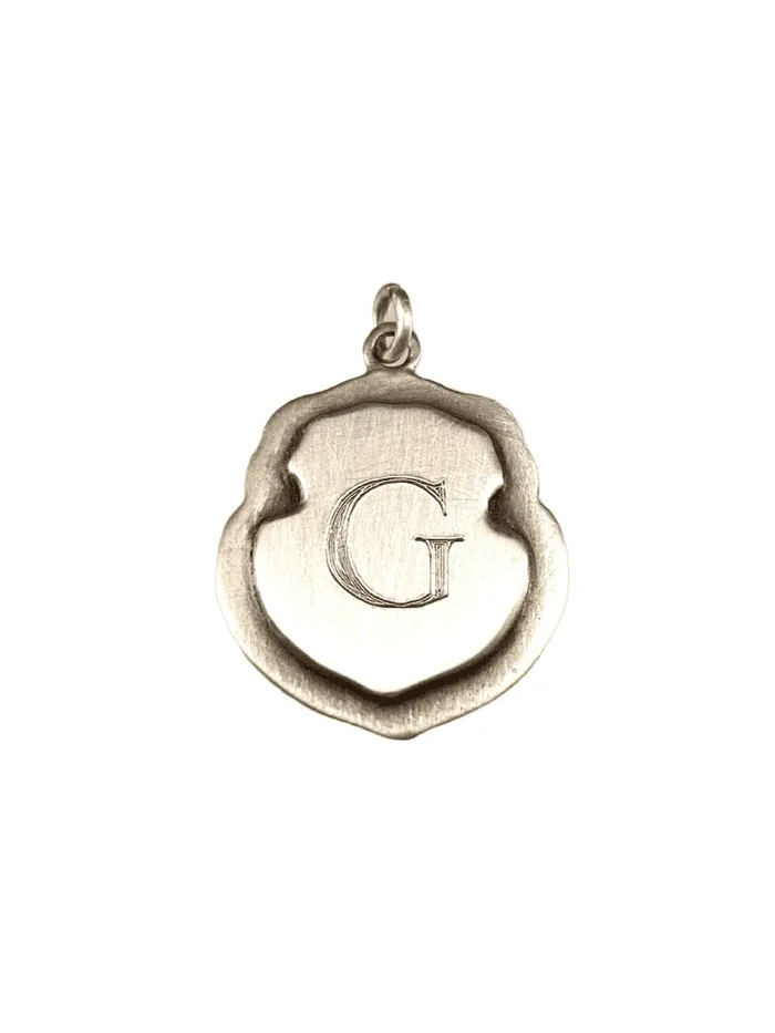 Engraved Large Saddle Shield 'G' Initial