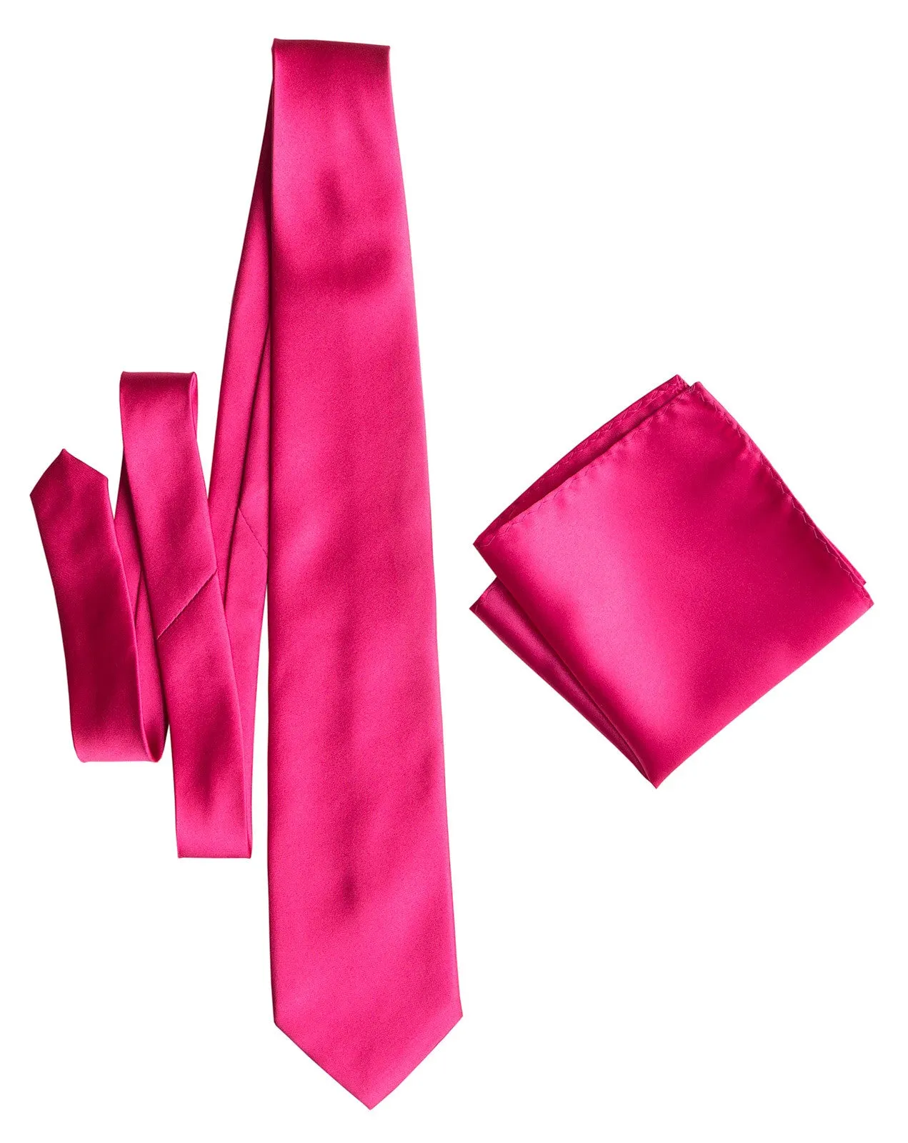 Fuchsia Pink Pocket Square. Solid Color Satin Finish, No Print