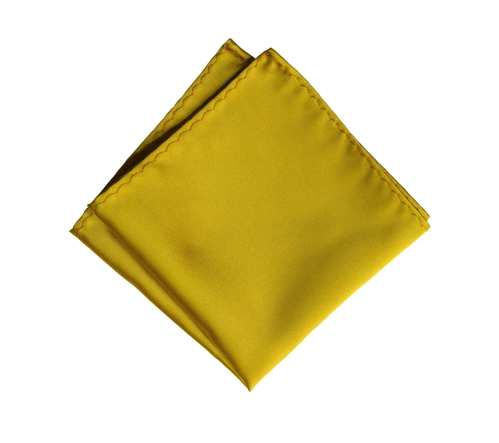 Gold Pocket Square. Medium Yellow Solid Color Satin Finish, No Print