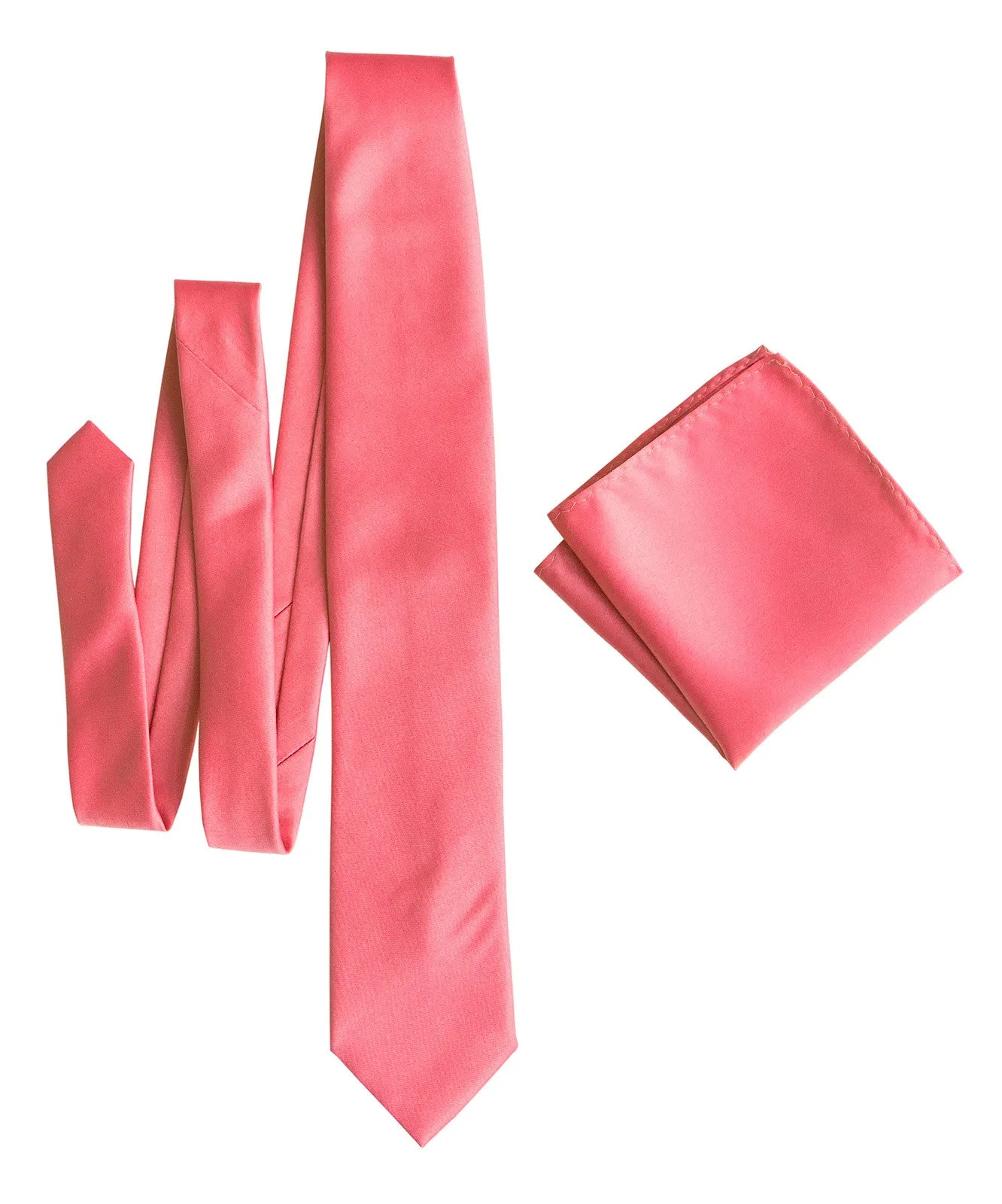 Honeysuckle Pink Pocket Square. Medium Pink Solid Color Satin Finish, No Print