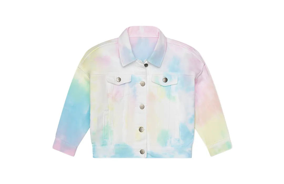 Kids Pastel Multi Tie Dye Oversized Denim Jacket