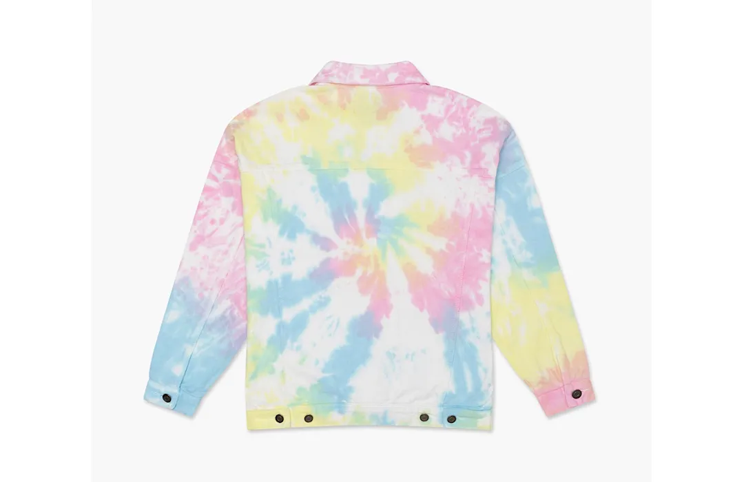 Kids Pastel Multi Tie Dye Oversized Denim Jacket