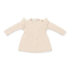 LD Knitted Dress Long Sleeve Ruffle Sand