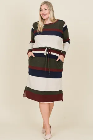 Lora Bold Stripe Dress in Mustard PLUS