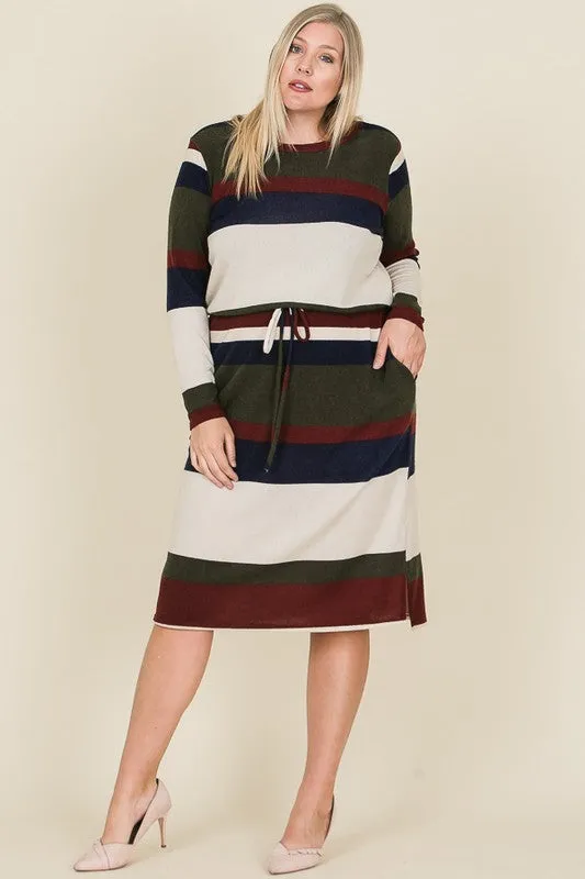 Lora Bold Stripe Dress in Mustard PLUS