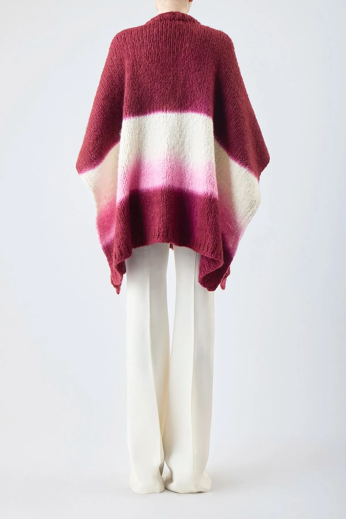 Lyla Knit Ponco in Dip Dye Bordeaux Multi Welfat Cashmere