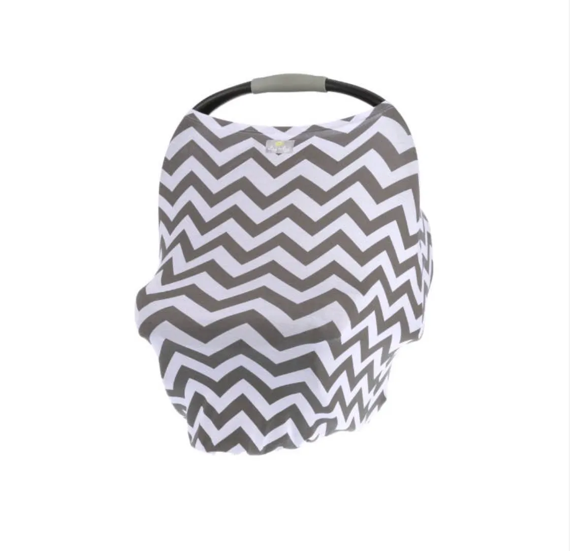 Mom Boss 4-in-1 Multi-Use Nursing & Shopping Cover - Gray Chevron