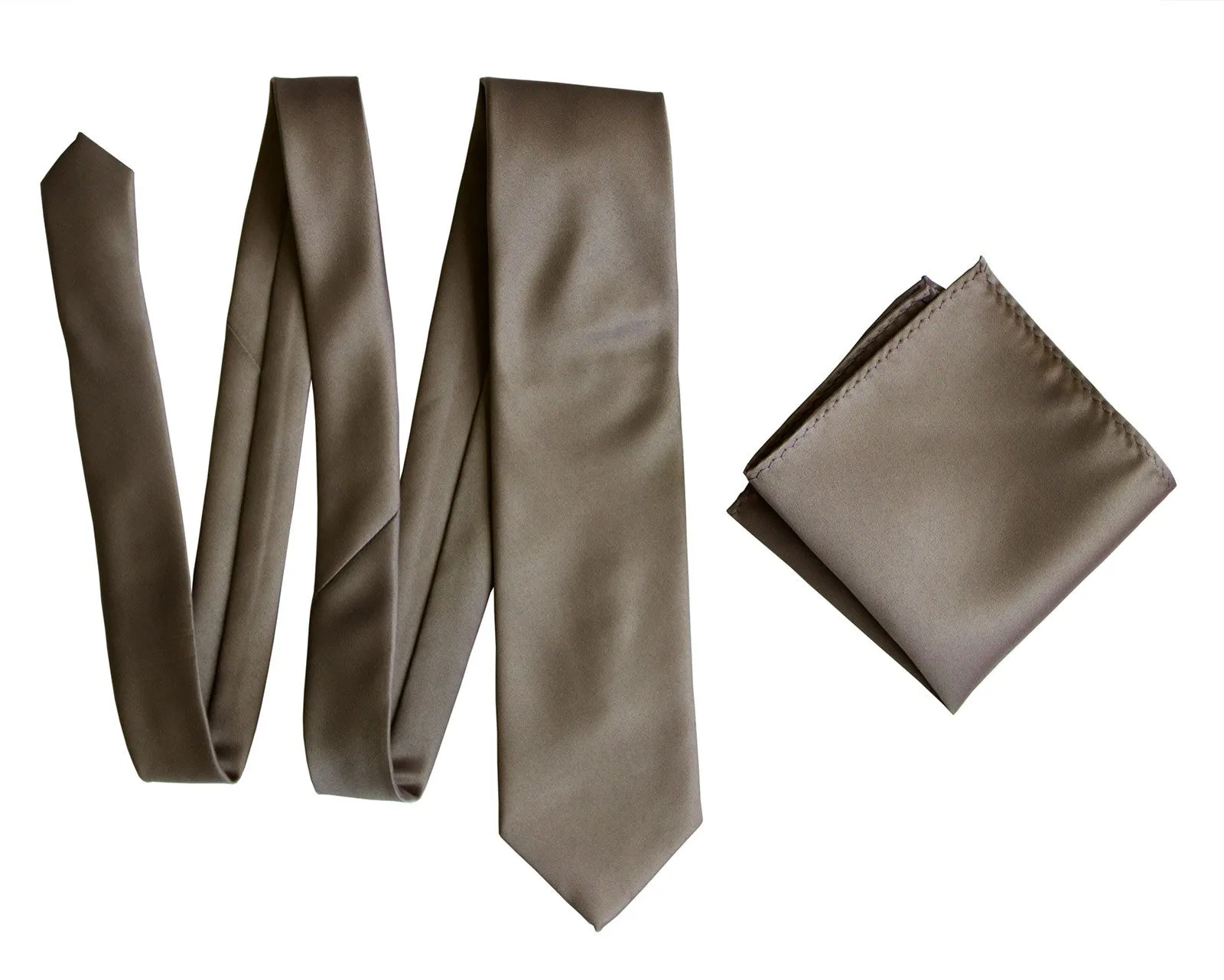 Mushroom Grey Pocket Square. Tan Solid Color Satin Finish, No Print