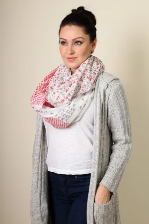 Nora Mixed Floral Birds Polka Infinity Scarf