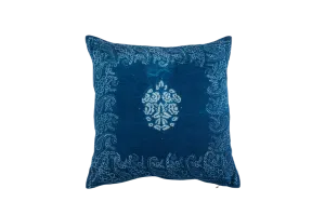 Pillow: Handwoven antique Hungarian hemp, wax resist Indigo - P295