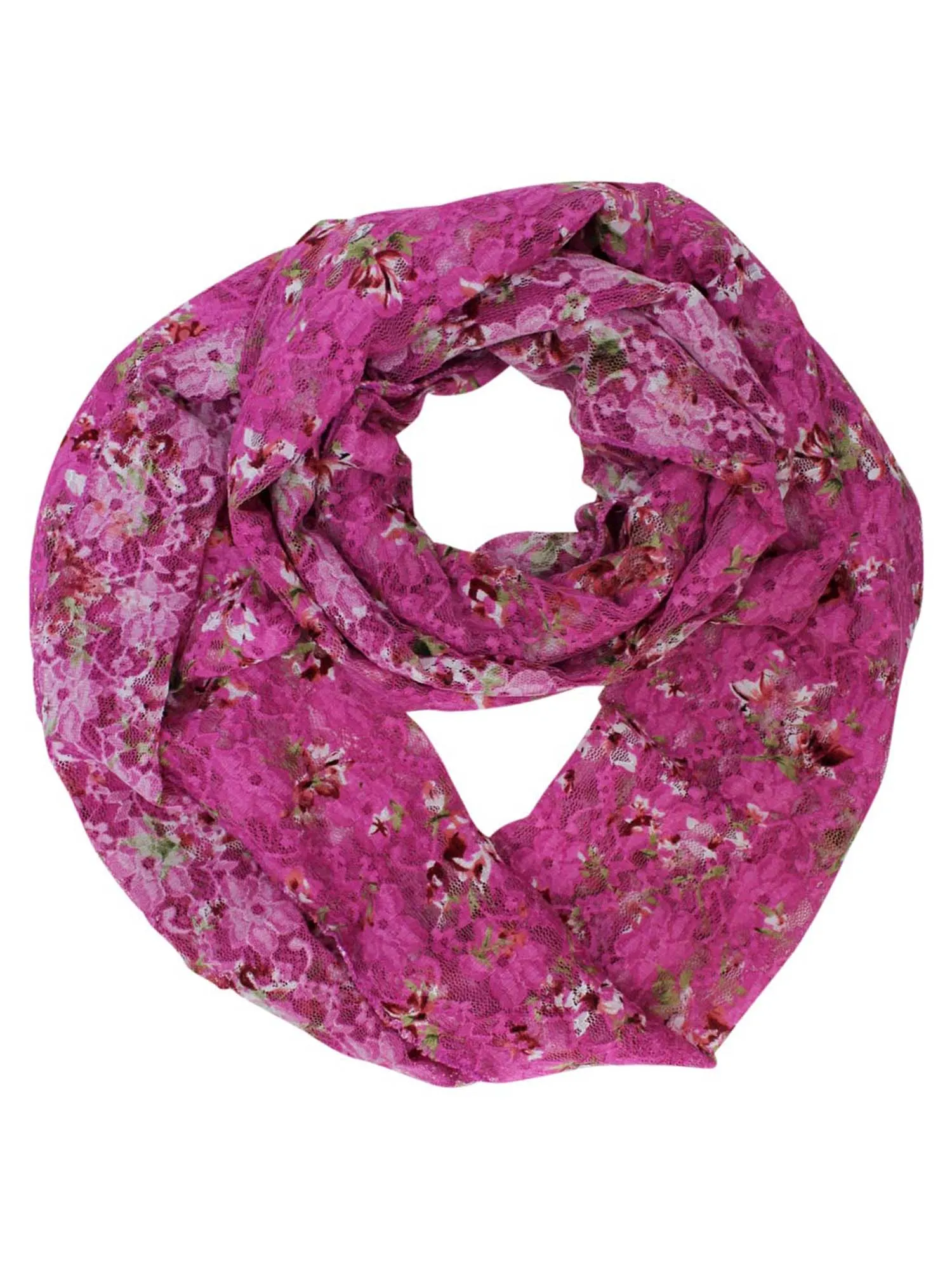 Pink Floral Lace Infinity Scarf