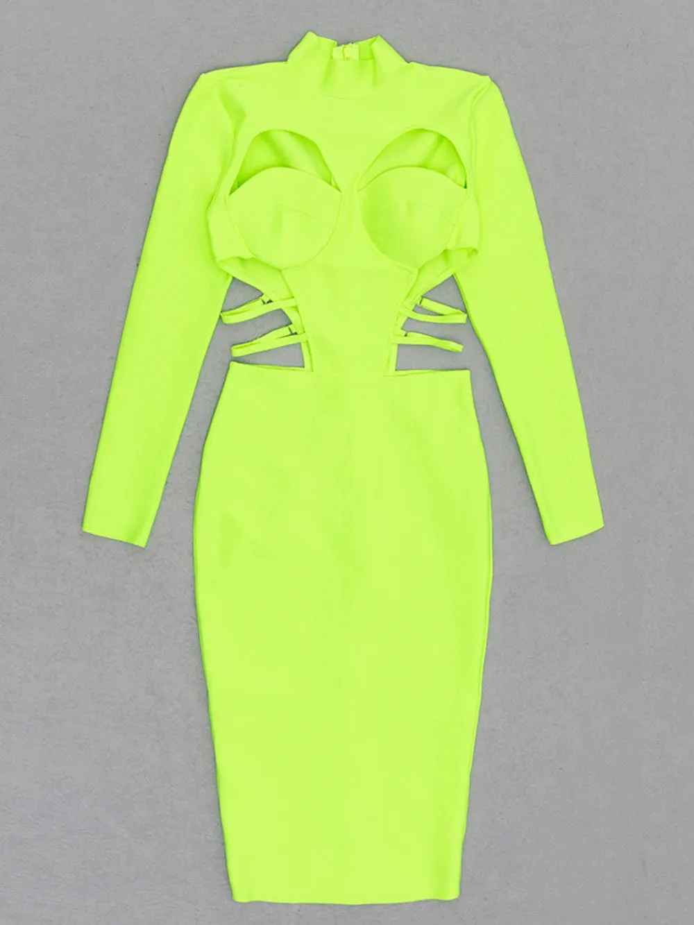 Pre Order:  Green Hollow-Out Slim-Fit Midi Dress