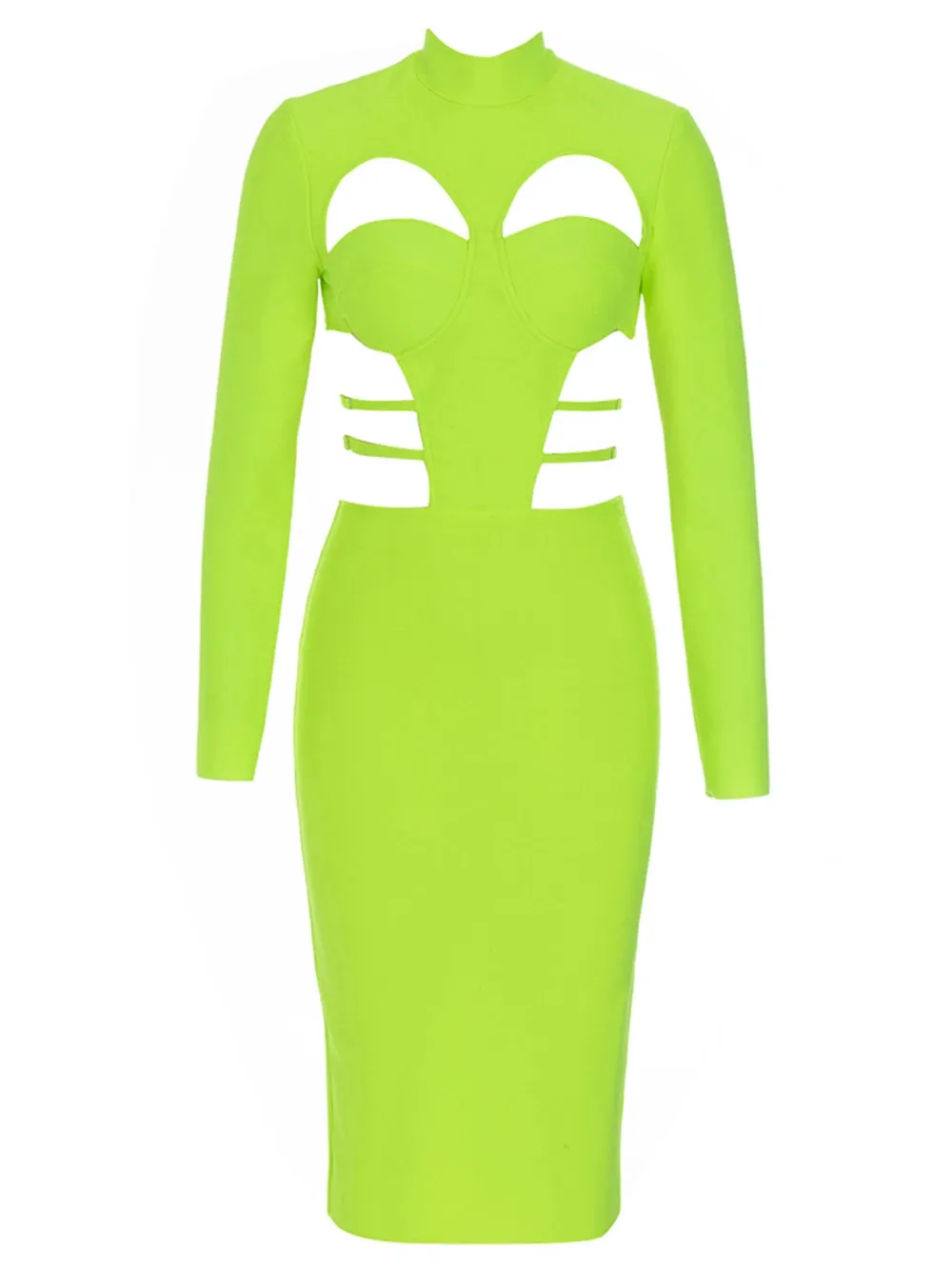 Pre Order:  Green Hollow-Out Slim-Fit Midi Dress