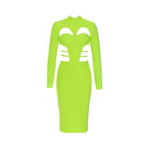 Pre Order:  Green Hollow-Out Slim-Fit Midi Dress